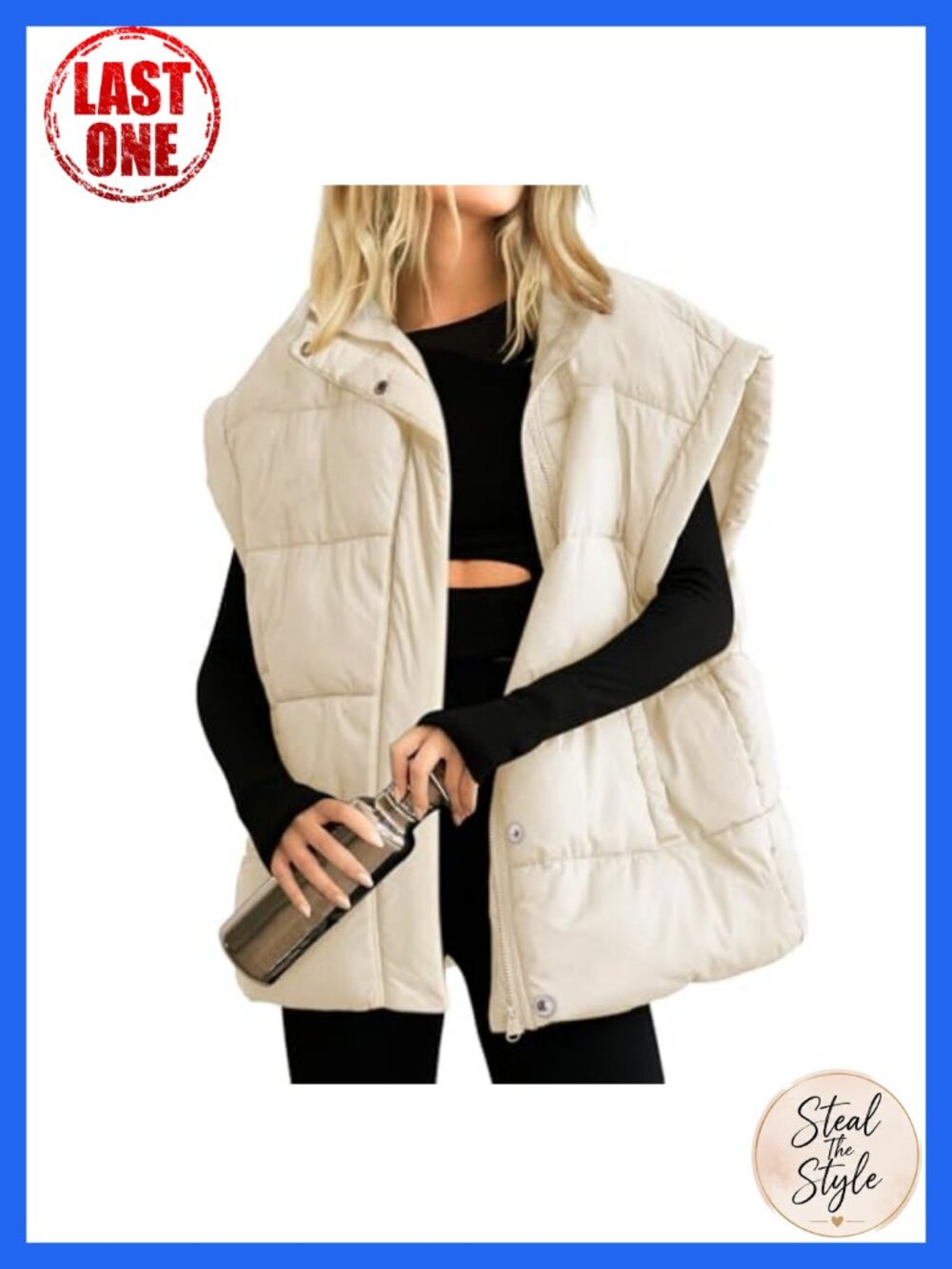 Women's Puffer Vest Stand Collar Zip Sleeveless Lightweight Winter Warm